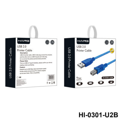 usb 2.0 a b cable blue 3m
