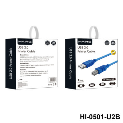 usb 2.0 a b cable blue 5m